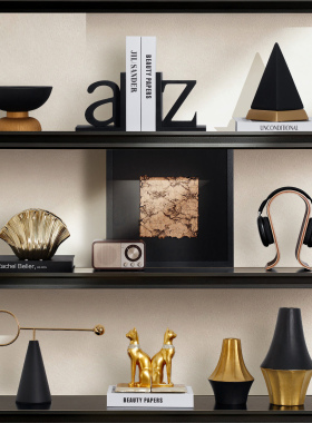 美式轻奢黑金人物雕塑中古花器