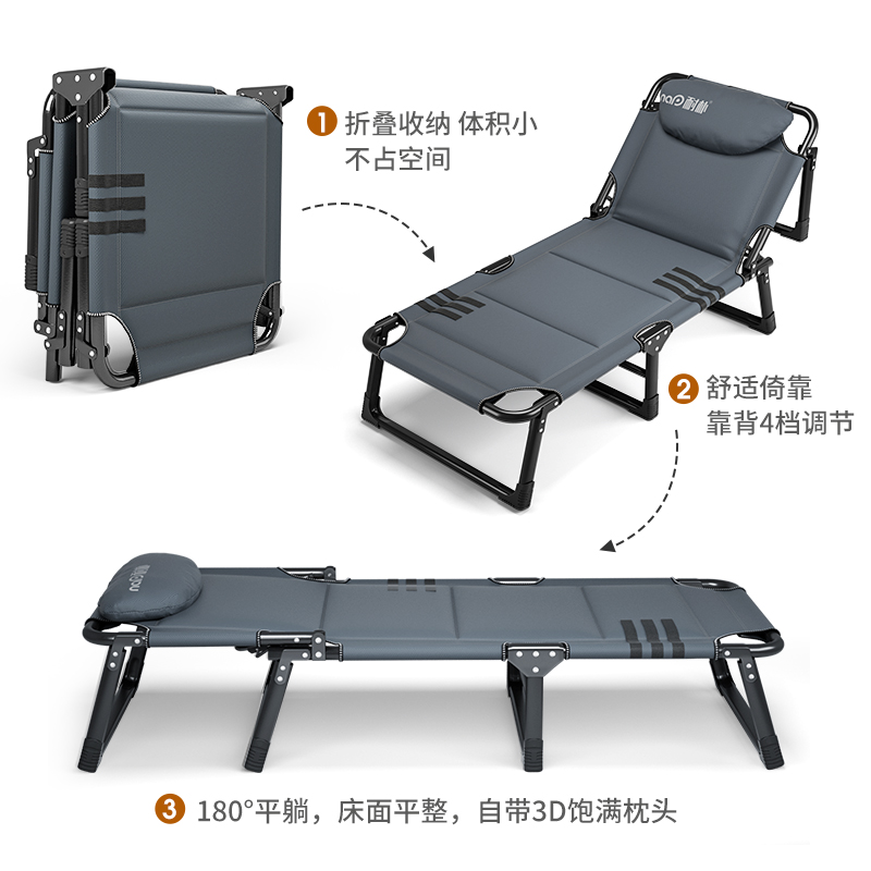 折叠床单人家用简易午休神器办公室成人午睡行军户外小床陪护躺椅 - 图0