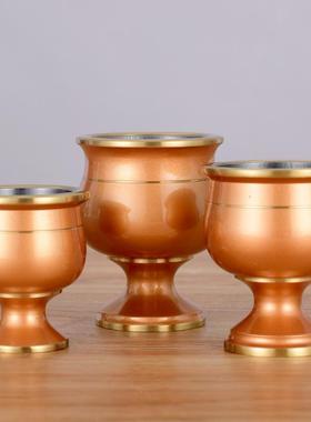 家用供奉拜神仿古佛前关公财神黄铜烤漆酒壶茶壶酒杯茶杯高脚供杯