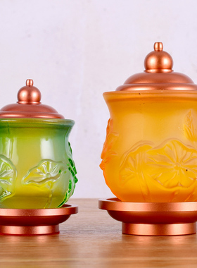 圣水杯玻璃仿琉璃供奉佛前观音