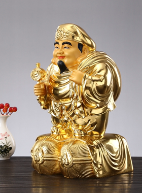 熙曼蒂黄铜大黑天日本财神客厅贴金大黑神财神工艺摆件大黑天神