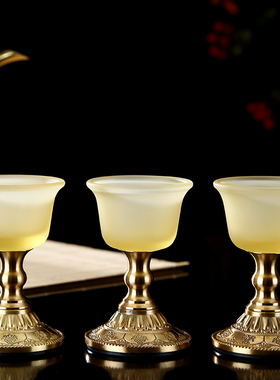 纯铜琉璃财神供水杯