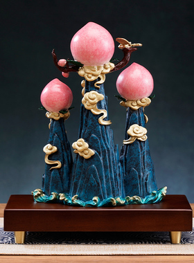 熙曼蒂 寿比南山寿桃铜摆件装饰品老人长辈老师送礼贺寿祝寿礼品