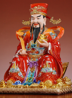 熙曼蒂2026年新款家用树脂财神桌面摆件铜彩着色招财进宝财神爷