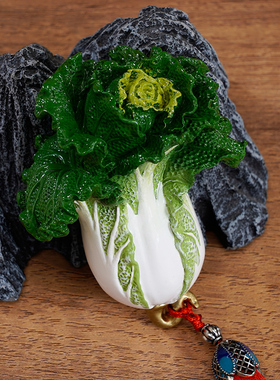 白菜黄铜摆件手中有财客厅桌面装饰铜工艺品招财手把件旺财礼物