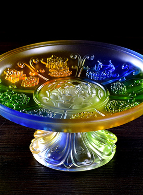 佛具仿琉璃莲花供果盘佛堂供佛前