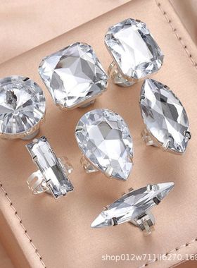 欧美热卖跨境饰品水钻亚克力夸张