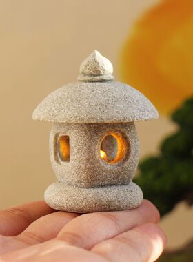 庭院潮玩可爱小石灯仿真手工鱼缸造景老式微景观复古中式复古风