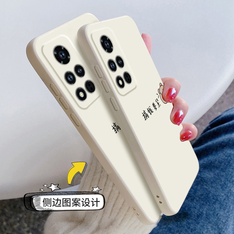 适用荣耀V40手机壳新款v40轻奢版honorV30液态硅胶软壳华为v30pro镜头全包v20防摔v10保护套男女生简约搞钱熊