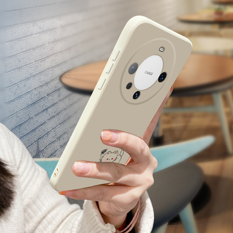 适用华为mate60手机壳新款mate60pro液态硅胶保护套mate60pro+镜头全包防摔pr0十软壳男女生简约卡通线条小狗 - 图2