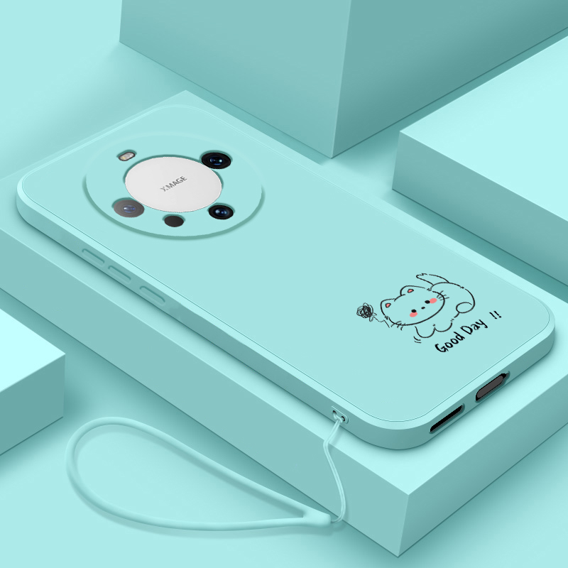 适用华为mate60手机壳新款mate60pro液态硅胶保护套mate60pro+镜头全包防摔pr0十软壳男女生简约卡通线条小狗 - 图0