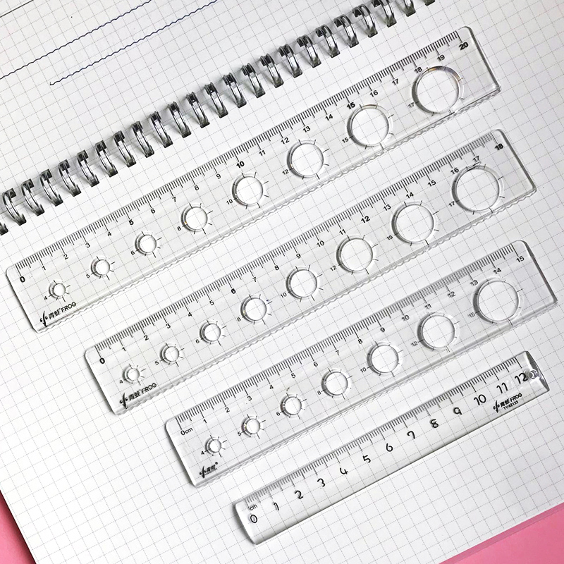 透明塑料直尺带波浪线15CM18cm20CM学生用儿童卡通创意简约学习文具格尺画圆洞洞尺可爱绘图波浪尺子批发包邮 - 图2