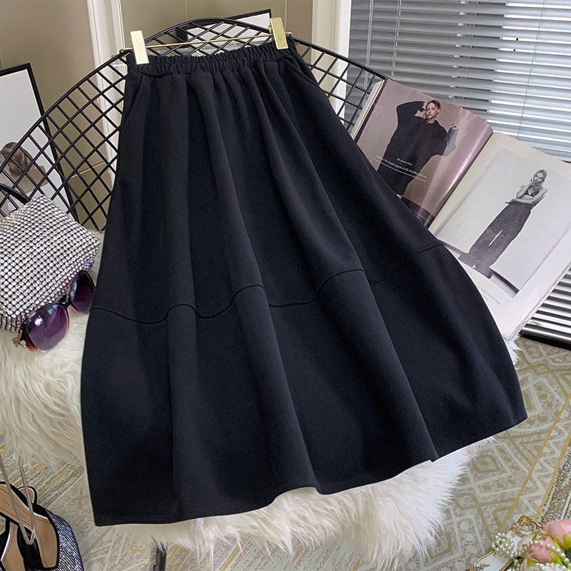 女秋2021新款高腰a字口袋配半身裙 意五分半身裙