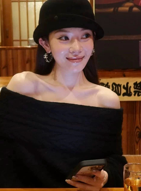 张婧仪同款黑色羊毛翻檐礼帽女高级感复古可翻边百搭显脸小渔夫帽