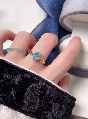 4.16更新【托帕石合集】天然托帕石戒指女S925银镶嵌彩宝活口指环