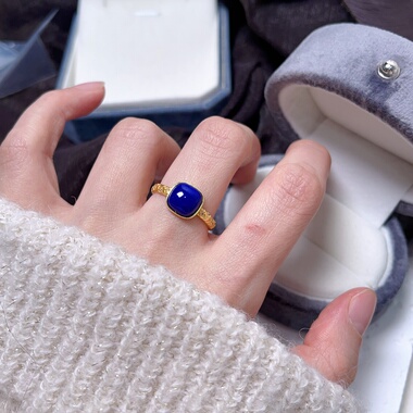 12.20上新【青金蜜蜡】s925纯银青金石蜜蜡戒指复古指环可调节