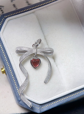 12.20【石榴石吊坠】s925纯银酒红石榴石吊坠项链复古月亮花饰品