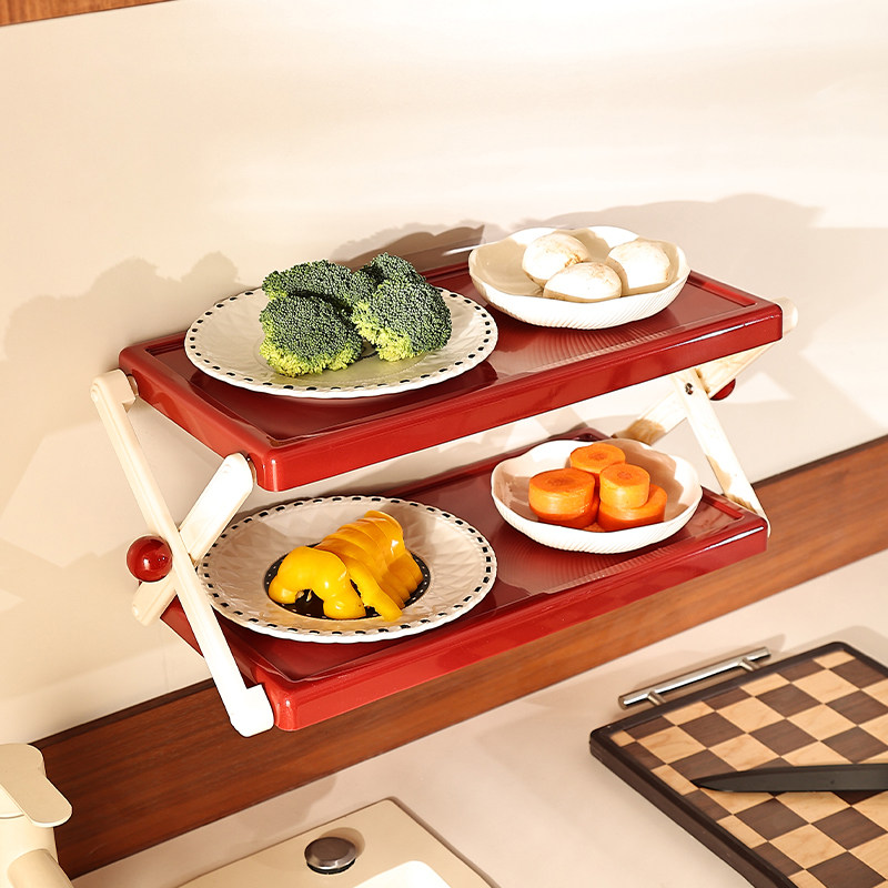 尊慕斯厨房备菜置物架家用免打孔台面壁挂多层备菜盘可折叠收纳架,淘宝优惠券,粉丝福利购,淘宝优惠卷