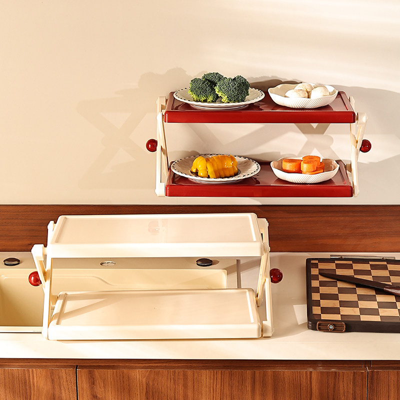 尊慕斯厨房备菜置物架家用免打孔台面壁挂多层备菜盘可折叠收纳架,淘宝优惠券,粉丝福利购,淘宝优惠卷