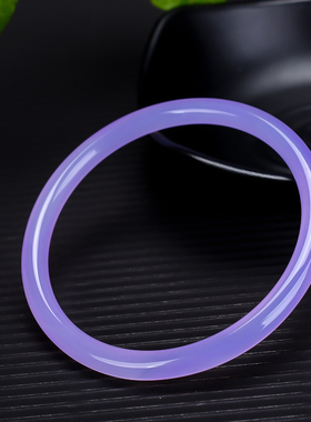 天然正品紫罗兰色玉髓手镯 女款6mm圆条小叮当美人镯 时尚百搭