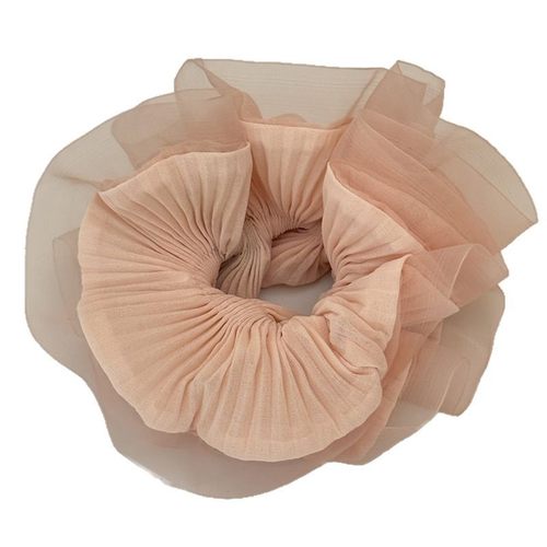 韩版新款褶皱欧根纱木耳边大肠发圈高级感扎头绳甜美气质头花发绳 - 图3