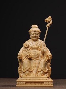 木雕土地公土地婆福德正神摆件财神爷招财保平安家居办公店铺饰品
