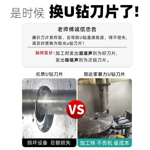 U钻专用刀片wc暴力钻桃型数控刀粒wcmx030208铜铝木用刀头多边形 - 图1