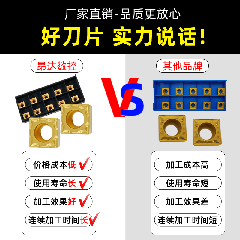 数控刀片正方形钢件SCMT09T304内孔单面车刀片不锈钢陶瓷铝件专用 - 图1