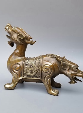 黄铜工艺摆件家居貔貅双头兽