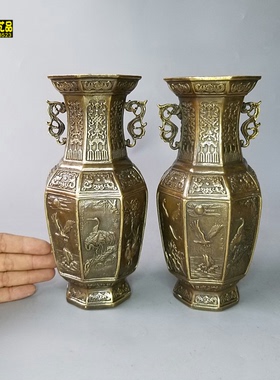 仿古风佛前观音摆件铜花瓶