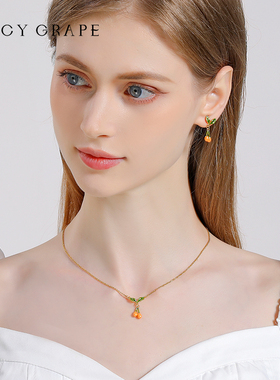 juicygrape原创设计小金桔项链女