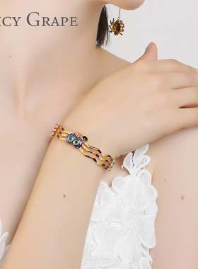 系列珐琅大眼蜘蛛可爱风小众手镯