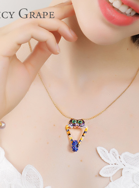 喜蛛系列珐琅项链女简约百搭法式