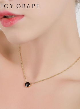 十二星座四叶草珐琅简约项链女