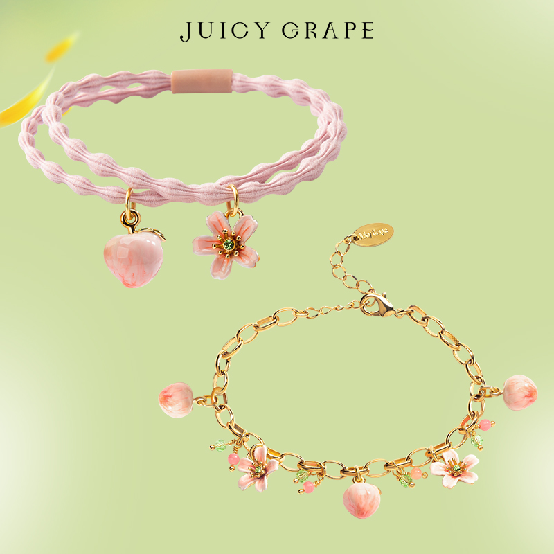 Juicy Grape甜美可爱水蜜桃子项链手链耳环套装组合节日礼物 - 图2