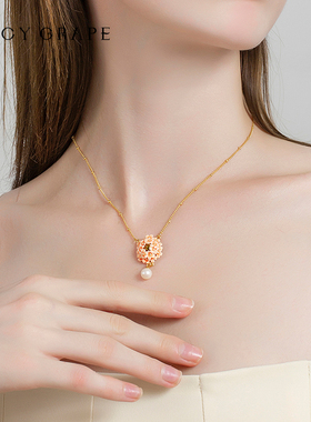 JuicyGrape美人樱珍珠花朵项链