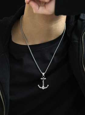 欧美创意个性海军风格男士复古船锚吊坠项链项饰送男友
