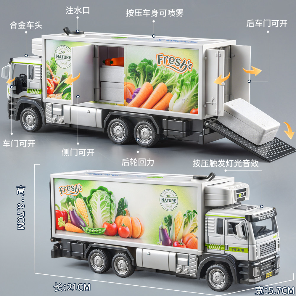 合金冷藏车货柜车玩具儿童喷雾卡车冷链运输车模型仿真冷藏小汽车,淘宝优惠券,粉丝福利购,淘宝优惠卷