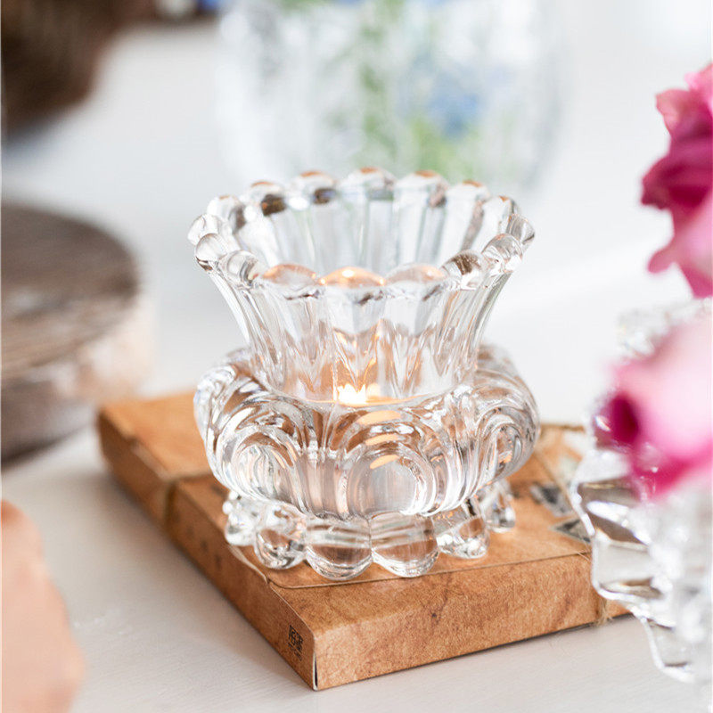厚实透明日式手工玻璃烛台烛光晚餐桌面摆件小花瓶绿植鲜花,淘宝优惠券,粉丝福利购,淘宝优惠卷