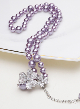 原创设计气质宴会贝壳珍珠项链