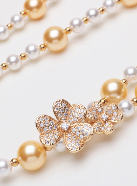 秋冬贝壳珍珠毛衣链白搭贝珠腰链