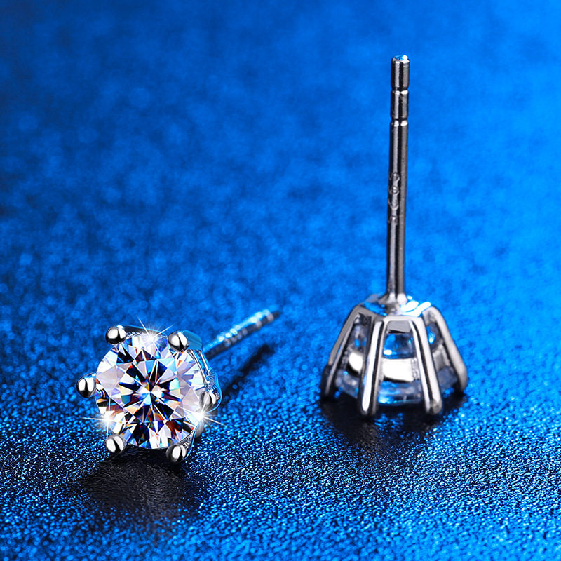 S925纯银莫桑石戒指经典六爪耳钉女气质耳环简约仿真钻耳饰品这款,淘宝优惠券,粉丝福利购,淘宝优惠卷