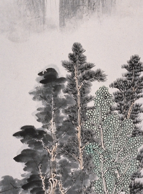 张大千《飞瀑》国画宣纸画芯