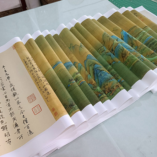王希孟《千里江山图》全卷名家山水画长卷真迹高仿复制风景中国画_虎窝淘