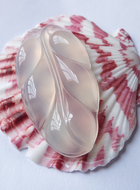 天然白冰玛瑙玉髓叶子项链吊坠女