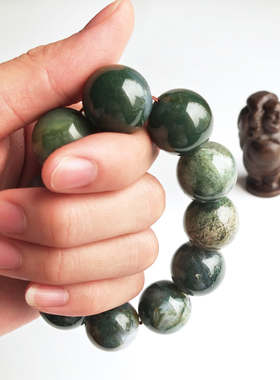 天然正品水草玛瑙手链男沛孚