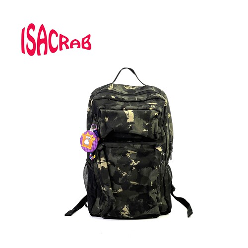 isacrab 涂鸦日系帆布双肩包工装大容量户外旅行包学生书包电脑包 - 图0