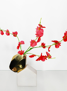 创意小摆件黄铜花器大理石底座办公室客厅样板间多场景软装饰品