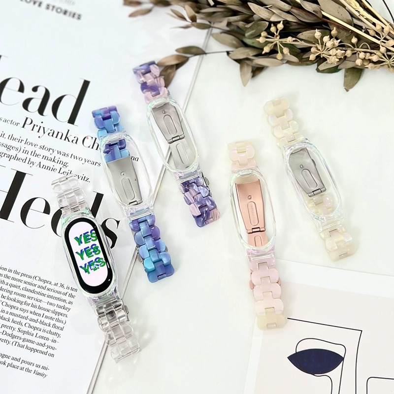 适用小米9手环表带夏智能运动小米手环10表带透明树脂小米8NFC女 - 图0