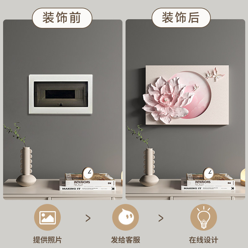 电表箱装饰画现代简约浮雕电箱轻奢客厅遮挡箱壁画电闸盒创意挂画,淘宝优惠券,粉丝福利购,淘宝优惠卷